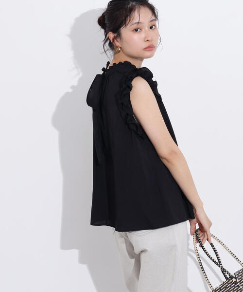N.(N. Natural Beauty Basic)(エヌエヌナチュラルビューティーベーシック)の「フリルスリーブバックリボンブラウス(シャツ/ブラウス・レディース・ブラック/ブルー/ラベンダー・MEDIUM)」の19枚目の写真
