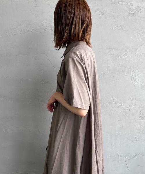 ✨極美品✨2025 ミズイロインド ハーフスリーブフレアシャツワンピース 羽織り ✨極美品✨2025 ミズイロインド ハーフスリーブフレアシャツ