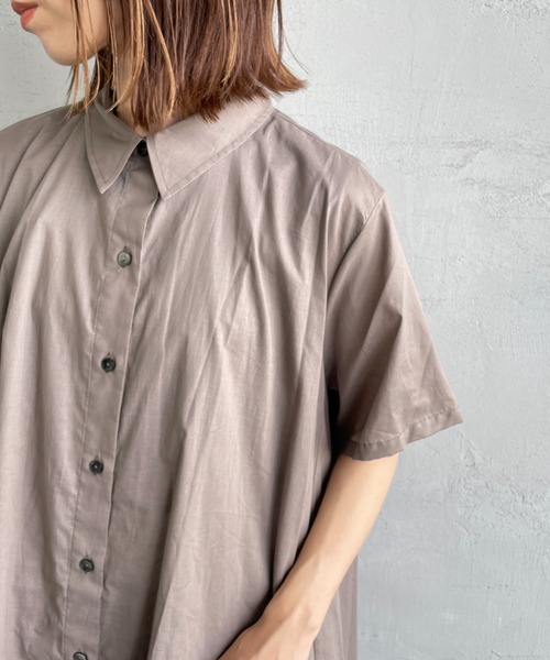 mizuiro ind/ミズイロインド] ハーフスリーブ フレア シャツ