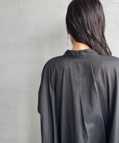 mizuiro ind/ミズイロインド] ハーフスリーブ フレア シャツ