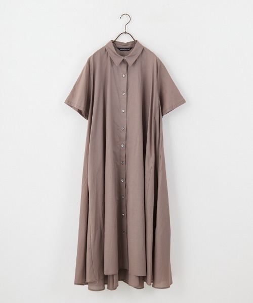 mizuiro ind/ミズイロインド] ハーフスリーブ フレア シャツ