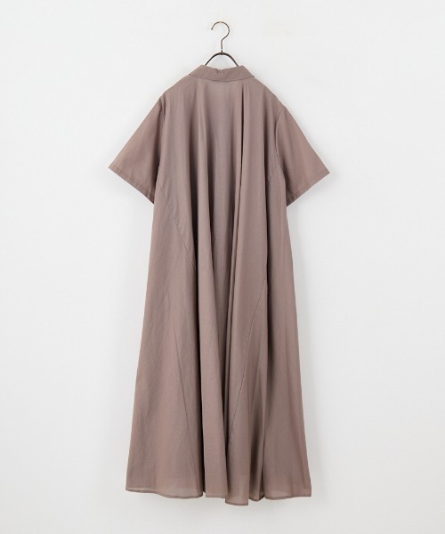 mizuiro ind/ミズイロインド] ハーフスリーブ フレア シャツワンピース