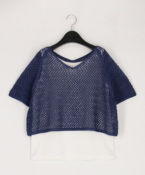 COMME CA(コムサ)の「【セットアイテム】擬麻コットン ニット&カットソー(アンサンブル・レディース・チャコール/ブルー/ライトグレー・9号/11号)」の3枚目の写真