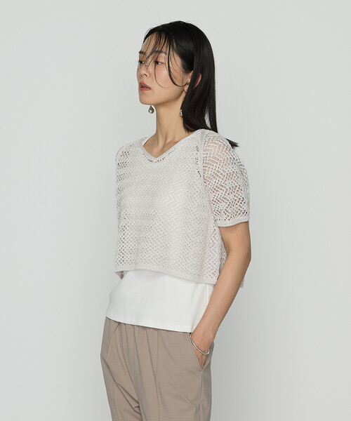 COMME CA(コムサ)の「【セットアイテム】擬麻コットン ニット&カットソー(アンサンブル・レディース・チャコール/ブルー/ライトグレー・9号/11号)」の10枚目の写真