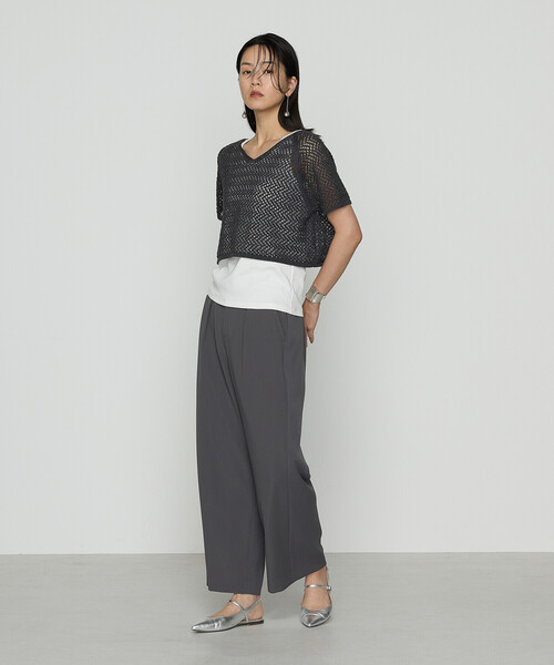 COMME CA(コムサ)の「【セットアイテム】擬麻コットン ニット&カットソー(アンサンブル・レディース・チャコール/ブルー/ライトグレー・9号/11号)」の9枚目の写真