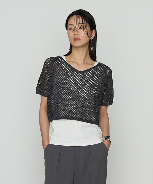 COMME CA(コムサ)の「【セットアイテム】擬麻コットン ニット&カットソー(アンサンブル・レディース・チャコール/ブルー/ライトグレー・9号/11号)」の8枚目の写真