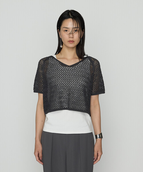 COMME CA(コムサ)の「【セットアイテム】擬麻コットン ニット&カットソー(アンサンブル・レディース・チャコール/ブルー/ライトグレー・9号/11号)」の7枚目の写真