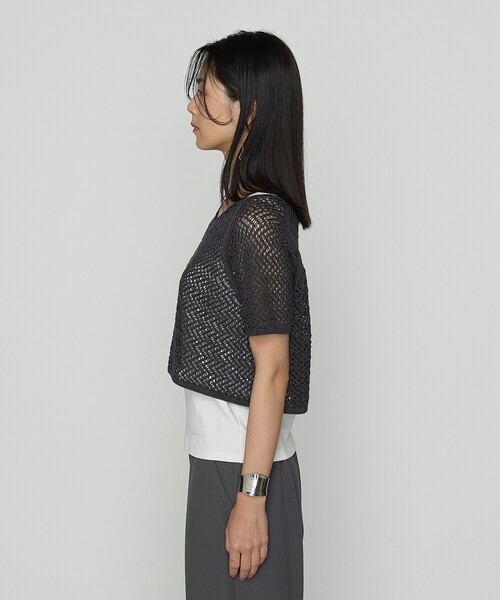 COMME CA(コムサ)の「【セットアイテム】擬麻コットン ニット&カットソー(アンサンブル・レディース・チャコール/ブルー/ライトグレー・9号/11号)」の6枚目の写真