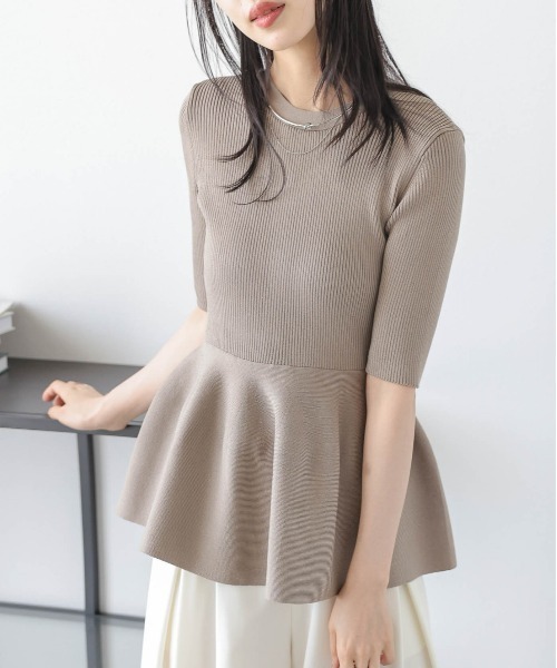 Lajour（ラジュール）の「【日本製】2WAYペプラムリブニット