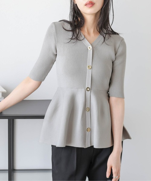 Lajour（ラジュール）の「【日本製】2WAYペプラムリブニットトップス（Tシャツ/カットソー・レディース・ブラック/モカ/ベージュ/ライトグレー・フリー）」の13枚目の写真