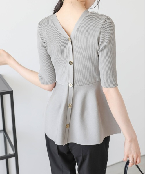 Lajour（ラジュール）の「【日本製】2WAYペプラムリブニットトップス（Tシャツ/カットソー・レディース・ブラック/モカ/ベージュ/ライトグレー・フリー）」の14枚目の写真