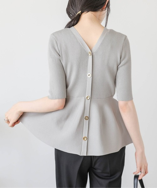 Lajour（ラジュール）の「【日本製】2WAYペプラムリブニットトップス（Tシャツ/カットソー・レディース・ブラック/モカ/ベージュ/ライトグレー・フリー）」の15枚目の写真