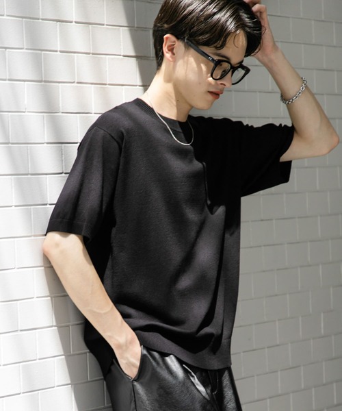 SENSE OF PLACE by URBAN RESEARCH（センスオブプレイスバイアーバンリサーチ）の「クルーネックニットショートスリーブTシャツ（ニット/セーター・メンズ・ブラウン/グリーン/ブラック・MEDIUM/LARGE）」の4枚目の写真