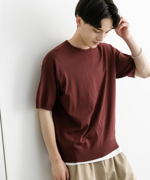 SENSE OF PLACE by URBAN RESEARCH（センスオブプレイスバイアーバンリサーチ）の「クルーネックニットショートスリーブTシャツ（ニット/セーター・メンズ・ブラウン/グリーン/ブラック・MEDIUM/LARGE）」の11枚目の写真