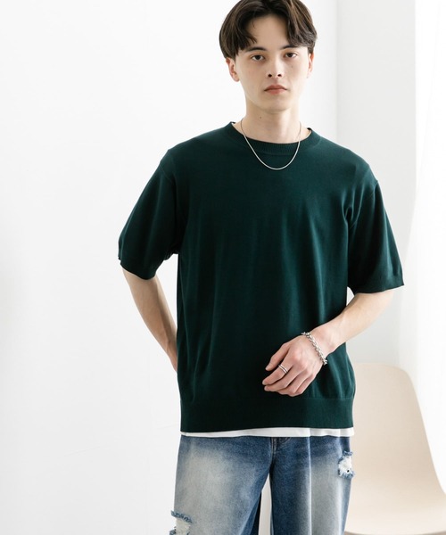 SENSE OF PLACE by URBAN RESEARCH（センスオブプレイスバイアーバンリサーチ）の「クルーネックニットショートスリーブTシャツ（ニット/セーター・メンズ・ブラウン/グリーン/ブラック・MEDIUM/LARGE）」の19枚目の写真