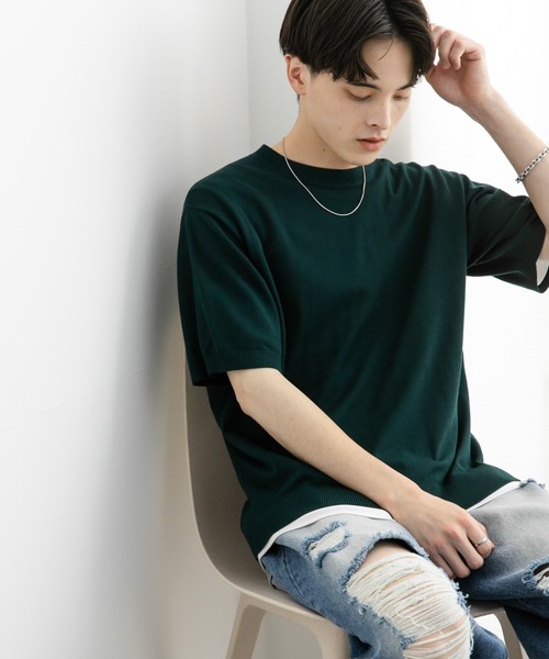 SENSE OF PLACE by URBAN RESEARCH（センスオブプレイスバイアーバンリサーチ）の「クルーネックニットショートスリーブTシャツ（ニット/セーター・メンズ・ブラウン/グリーン/ブラック・MEDIUM/LARGE）」の21枚目の写真