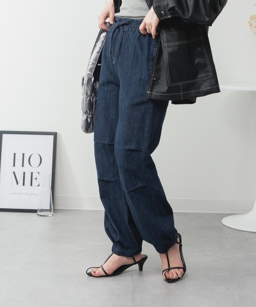 RCD(アールシーディー)の「リラックスワイドパラシュートパンツ(デニムパンツ・レディース・ワンウォッシュ/ライトブルー/ネイビー・L/LL/3L/4L/M)」の20枚目の写真