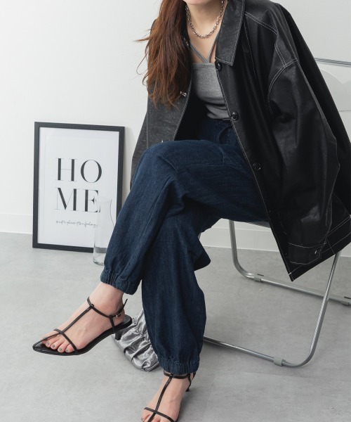 RCD(アールシーディー)の「リラックスワイドパラシュートパンツ(デニムパンツ・レディース・ワンウォッシュ/ライトブルー/ネイビー・L/LL/3L/4L/M)」の11枚目の写真