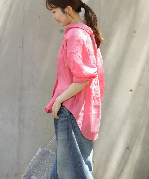 ジャーナルスタンダード relume オーバーサイズ バンドカラーシャツ 長袖 JOURNAL STANDARD relume シャツ 「relume SPORTS WEAR