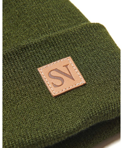 SOPHNET.（ソフネット）の「LEATHER PATCH KNIT CAP（ニットキャップ/ビーニー・メンズ・オフホワイト/カーキ/レッド/ブラック・FREE）」の6枚目の写真