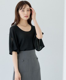 Andemiu | シアーストライプスリットカットソー574455(Tシャツ/カットソー)