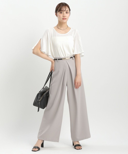 Andemiu（アンデミュウ）の「シアーストライプスリットカットソー574455（Tシャツ/カットソー・レディース・オフホワイト/ブラック・FREE）」の6枚目の写真