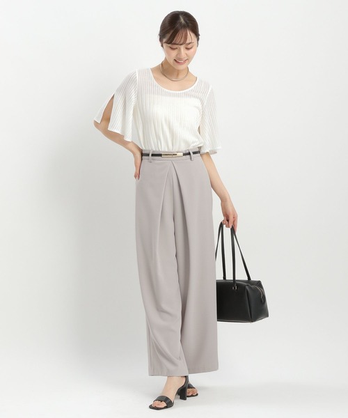 Andemiu（アンデミュウ）の「シアーストライプスリットカットソー574455（Tシャツ/カットソー・レディース・オフホワイト/ブラック・FREE）」の8枚目の写真