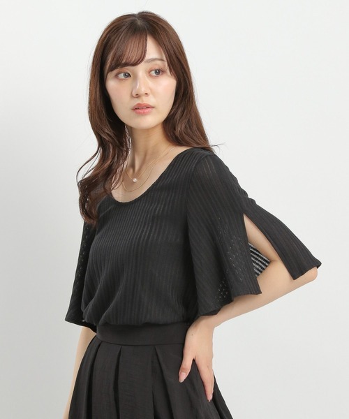Andemiu（アンデミュウ）の「シアーストライプスリットカットソー574455（Tシャツ/カットソー・レディース・オフホワイト/ブラック・FREE）」の12枚目の写真