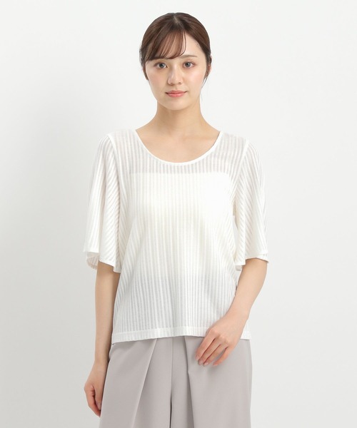 Andemiu（アンデミュウ）の「シアーストライプスリットカットソー574455（Tシャツ/カットソー・レディース・オフホワイト/ブラック・FREE）」の13枚目の写真