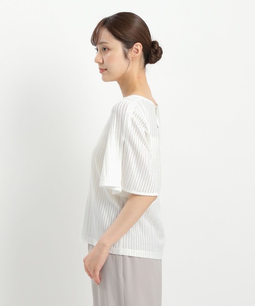 Andemiu（アンデミュウ）の「シアーストライプスリットカットソー574455（Tシャツ/カットソー・レディース・オフホワイト/ブラック・FREE）」の14枚目の写真