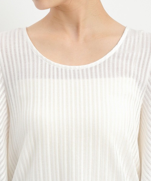 Andemiu（アンデミュウ）の「シアーストライプスリットカットソー574455（Tシャツ/カットソー・レディース・オフホワイト/ブラック・FREE）」の16枚目の写真