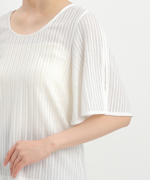Andemiu（アンデミュウ）の「シアーストライプスリットカットソー574455（Tシャツ/カットソー・レディース・オフホワイト/ブラック・FREE）」の17枚目の写真