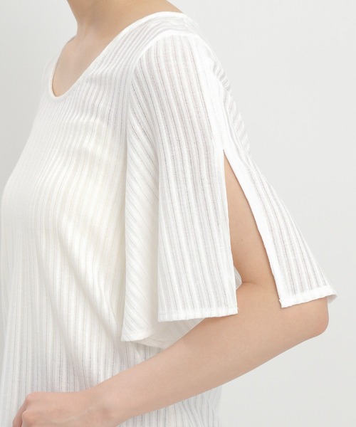 Andemiu（アンデミュウ）の「シアーストライプスリットカットソー574455（Tシャツ/カットソー・レディース・オフホワイト/ブラック・FREE）」の18枚目の写真