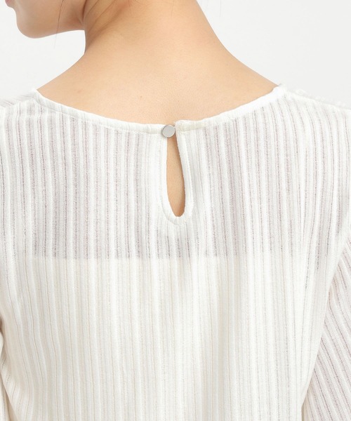 Andemiu（アンデミュウ）の「シアーストライプスリットカットソー574455（Tシャツ/カットソー・レディース・オフホワイト/ブラック・FREE）」の20枚目の写真