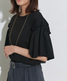 ドライタッチフリルギャザースリーブTシャツ