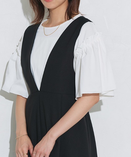 Pierrot(ピエロ)の「ドライタッチフリルギャザースリーブTシャツ(Tシャツ/カットソー・レディース・ネイビー/ブラック/オフホワイト/ラベンダー・L/M)」の16枚目の写真