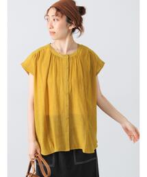 超美品　スローブイエナ　イエロー　フレンチスリーブブラウス　コットン　ゆったり SLOBE IENA スローブイエナ フレンチスリーブコットンニット