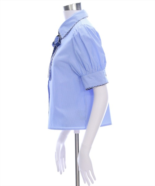 clear（クリア）の「ピコレースリボン半袖ストライプブラウス[着回し力抜群 フレンチガーリー バレエコア]≪SS新作≫（シャツ/ブラウス・レディース・ブルー系その他/ホワイト系その他・F）」の17枚目の写真