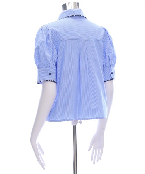 clear（クリア）の「ピコレースリボン半袖ストライプブラウス[着回し力抜群 フレンチガーリー バレエコア]≪SS新作≫（シャツ/ブラウス・レディース・ブルー系その他/ホワイト系その他・F）」の18枚目の写真