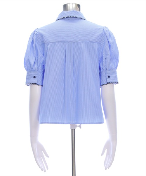 clear（クリア）の「ピコレースリボン半袖ストライプブラウス[着回し力抜群 フレンチガーリー バレエコア]≪SS新作≫（シャツ/ブラウス・レディース・ブルー系その他/ホワイト系その他・F）」の8枚目の写真