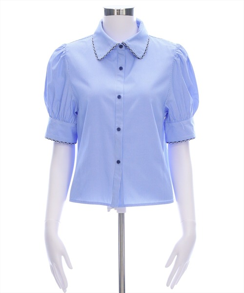 clear（クリア）の「ピコレースリボン半袖ストライプブラウス[着回し力抜群 フレンチガーリー バレエコア]≪SS新作≫（シャツ/ブラウス・レディース・ブルー系その他/ホワイト系その他・F）」の13枚目の写真