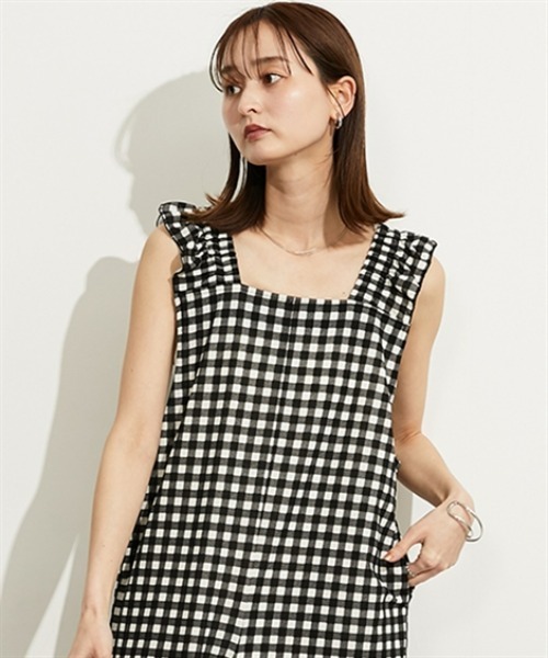 nissen（ニッセン）の「【UV・接触冷感・吸汗速乾】総柄サロペットパンツ（サロペット/オーバーオール・レディース・ブラック系2/ブラック系1・L/M）」の3枚目の写真