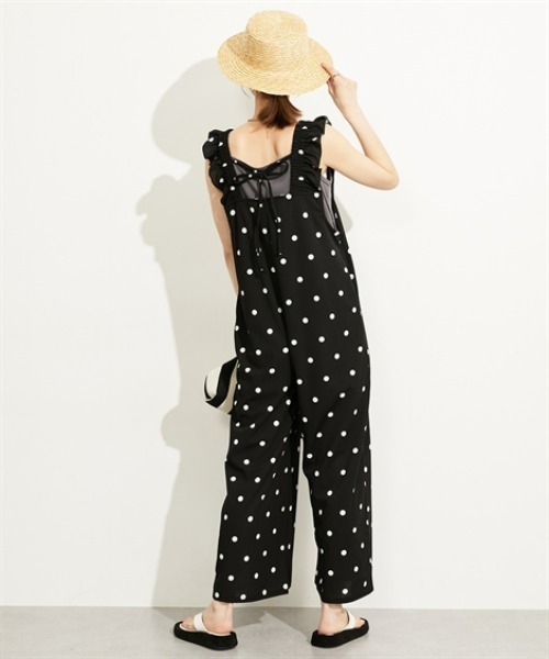 nissen（ニッセン）の「【UV・接触冷感・吸汗速乾】総柄サロペットパンツ（サロペット/オーバーオール・レディース・ブラック系2/ブラック系1・L/M）」の13枚目の写真