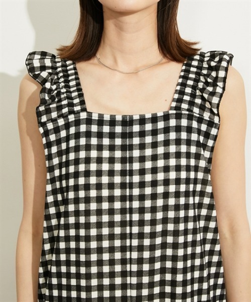 nissen（ニッセン）の「【UV・接触冷感・吸汗速乾】総柄サロペットパンツ（サロペット/オーバーオール・レディース・ブラック系2/ブラック系1・L/M）」の16枚目の写真