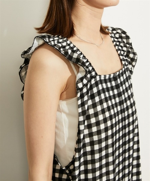 nissen（ニッセン）の「【UV・接触冷感・吸汗速乾】総柄サロペットパンツ（サロペット/オーバーオール・レディース・ブラック系2/ブラック系1・L/M）」の17枚目の写真