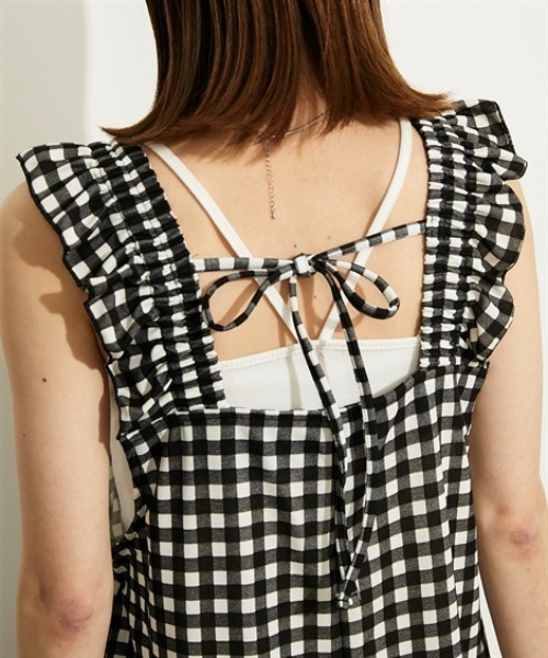 nissen（ニッセン）の「【UV・接触冷感・吸汗速乾】総柄サロペットパンツ（サロペット/オーバーオール・レディース・ブラック系2/ブラック系1・L/M）」の18枚目の写真