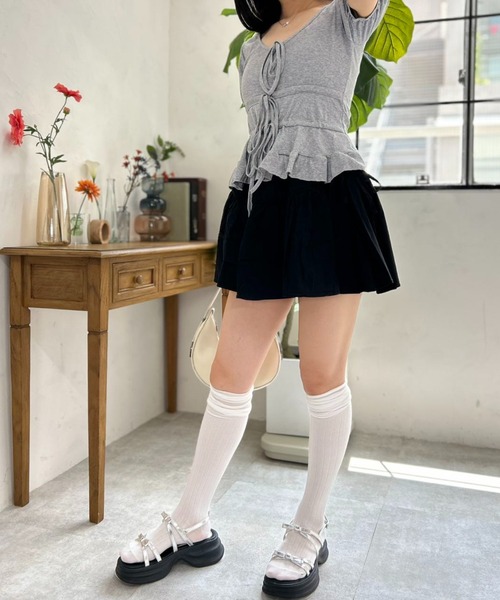 mebole(メボレ)の「シュガーリボントップ(Tシャツ/カットソー・レディース・ホワイト/グレー・FREE)」の15枚目の写真