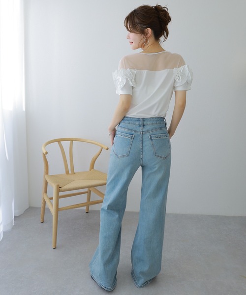 LAULEN（ローレン）の「stitch deign semi flare denim /ウォッシュ加工セミフレアデニムパンツ（デニムパンツ・レディース・ブルー・S/XS/M）」の8枚目の写真