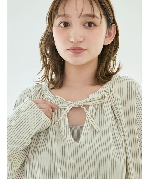 gelato pique(ジェラートピケ)の「ガーゼストライプワンピース(ルームワンピース・レディース・アイボリー/ブルー・F)」の20枚目の写真