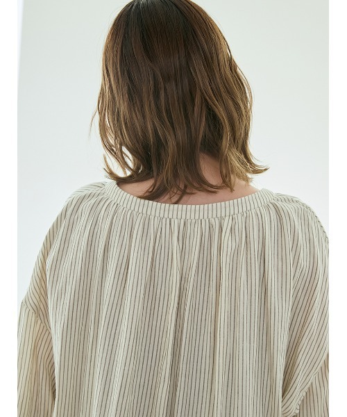 gelato pique(ジェラートピケ)の「ガーゼストライプワンピース(ルームワンピース・レディース・アイボリー/ブルー・F)」の13枚目の写真